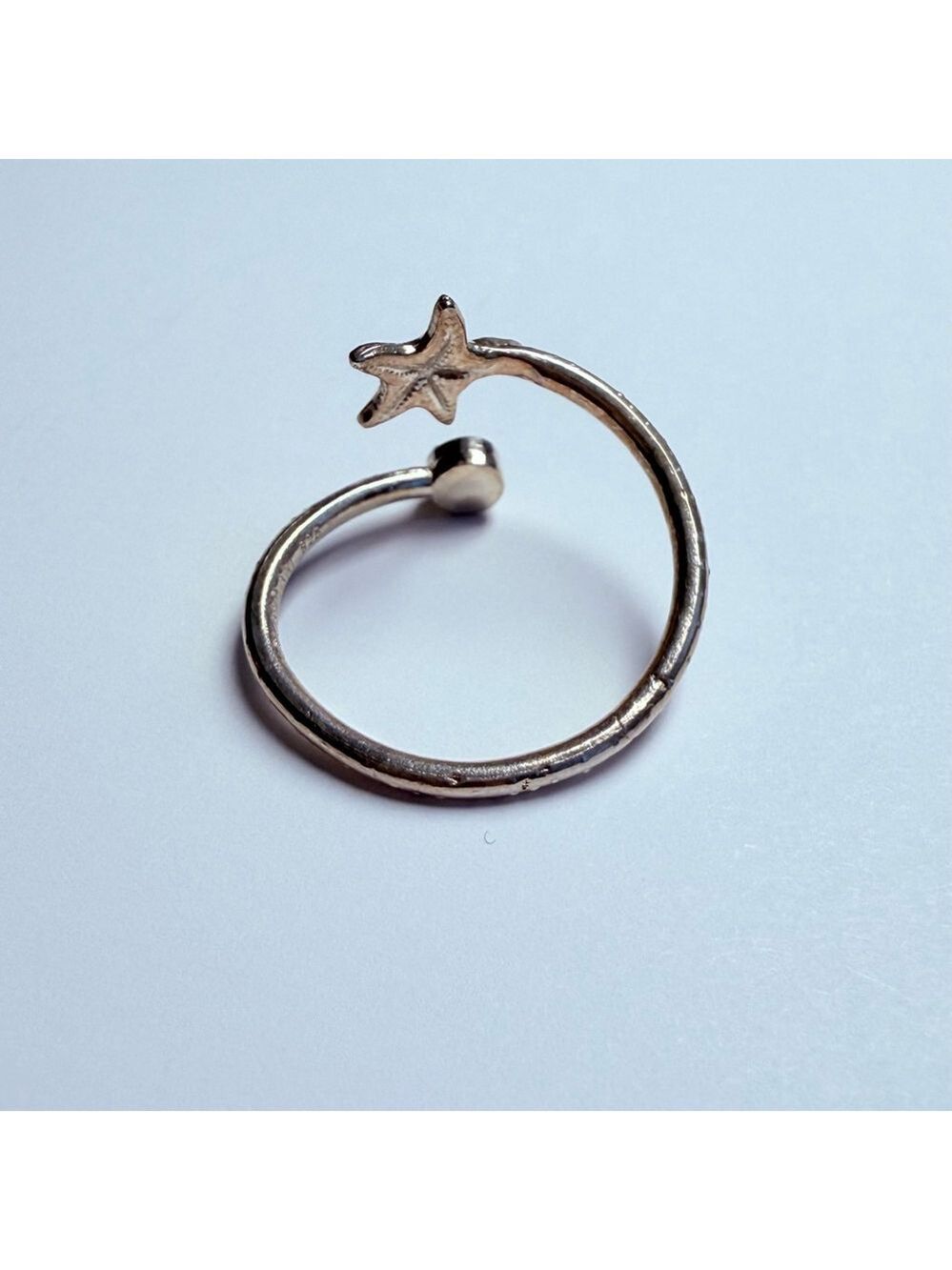 Alex & Ani Sterling Silver Aqua Swarovski Crystal Starfish Adjustable Wrap Ring - Picture 6 of 9